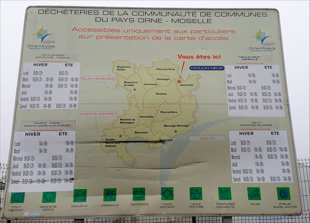 Horaires des déchetteries de la communauté de commune CCPOM